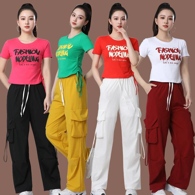 杨丽萍广场舞工装裤时尚女夏鬼步舞运动健身跳操舞蹈练功跳舞衣服