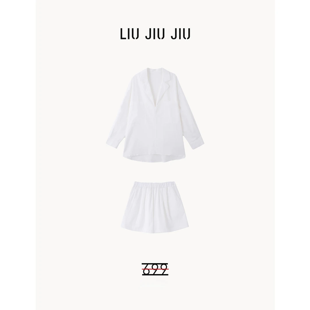 LIUJIUJIU 2025新款韩版宽松显瘦法式设计感小众衬衣套装TZ3902L