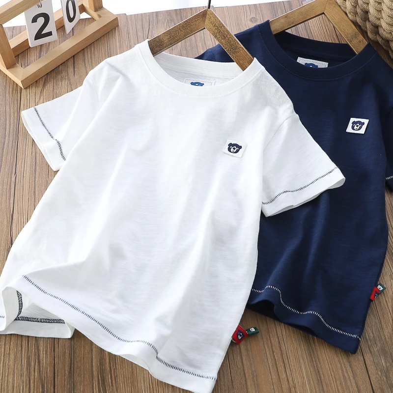 男童夏季新款短袖中大童棉质T恤圆领休闲打底衫半袖T5891