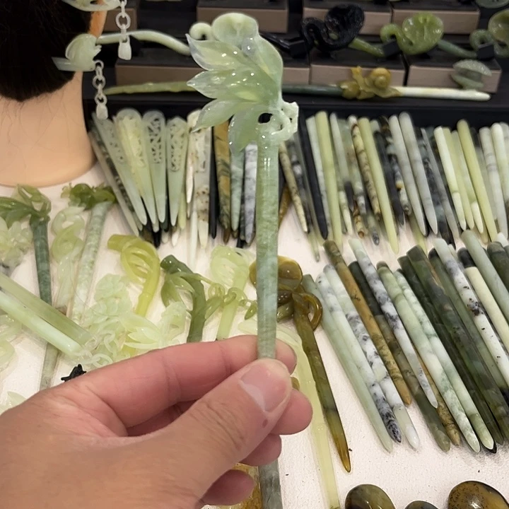 蛇纹石玉发饰合金幸****ა