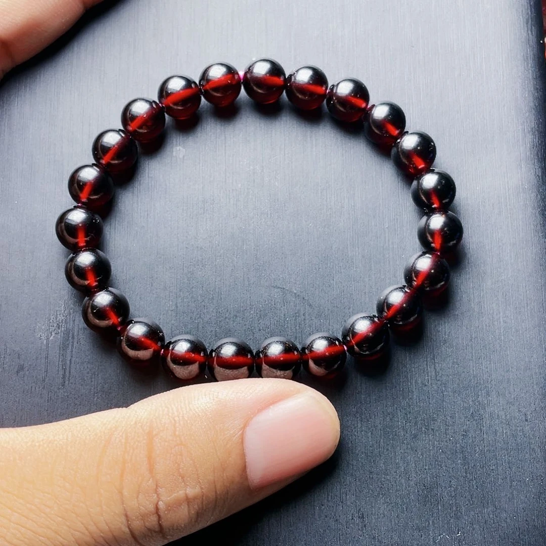 石榴石手链未镶嵌8.0MM毕业级酒红单圈天花板10A级