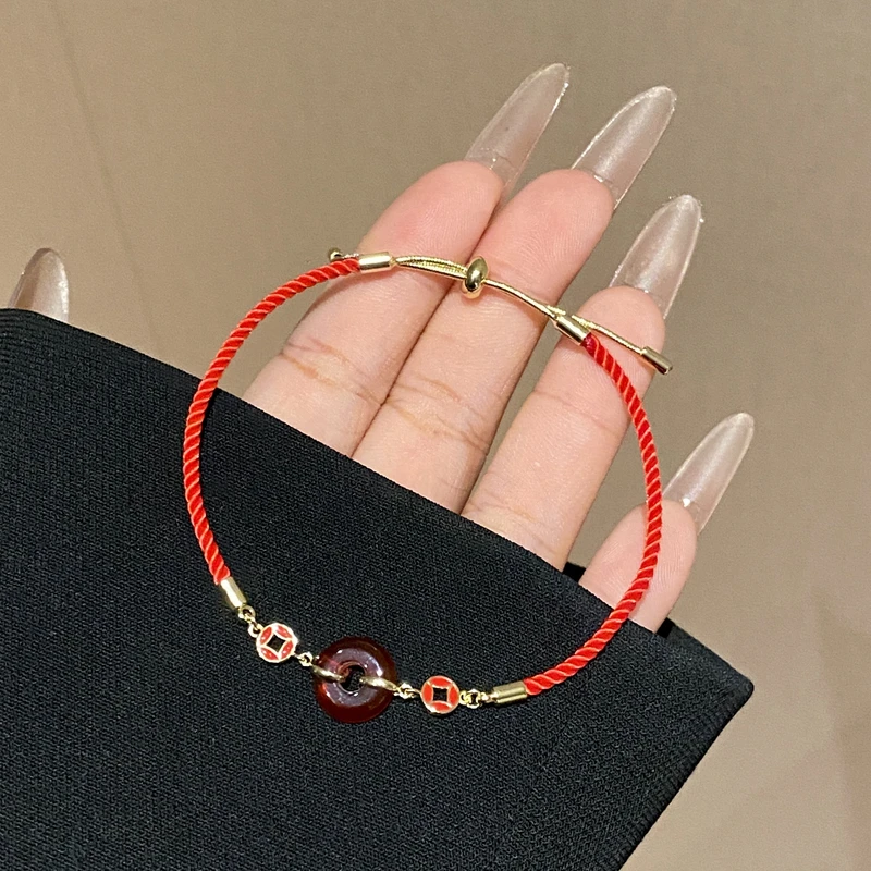 平安扣手链温柔气质百搭设计红绳手链A3636