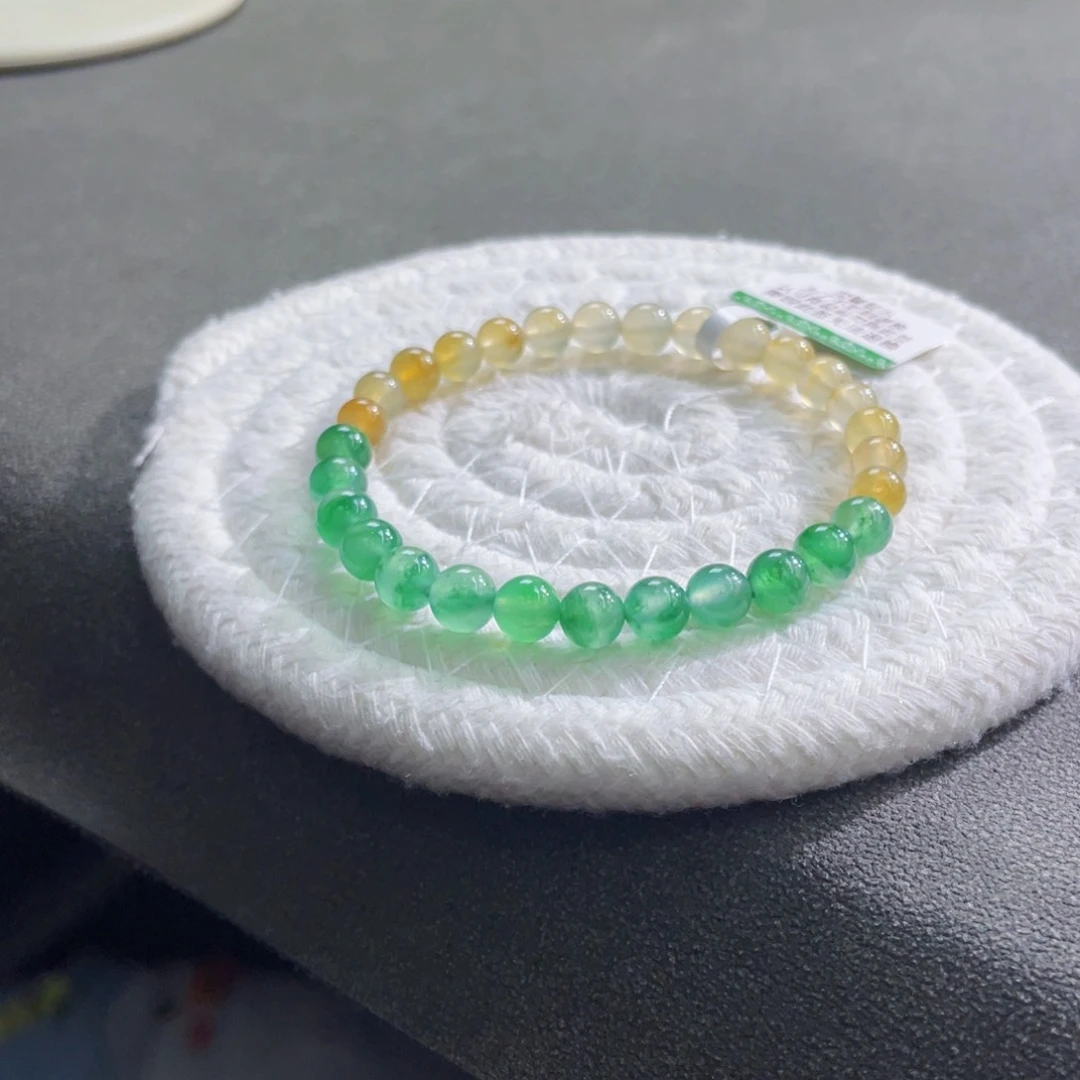 未镶嵌手链翡翠高冰黄绿卡6