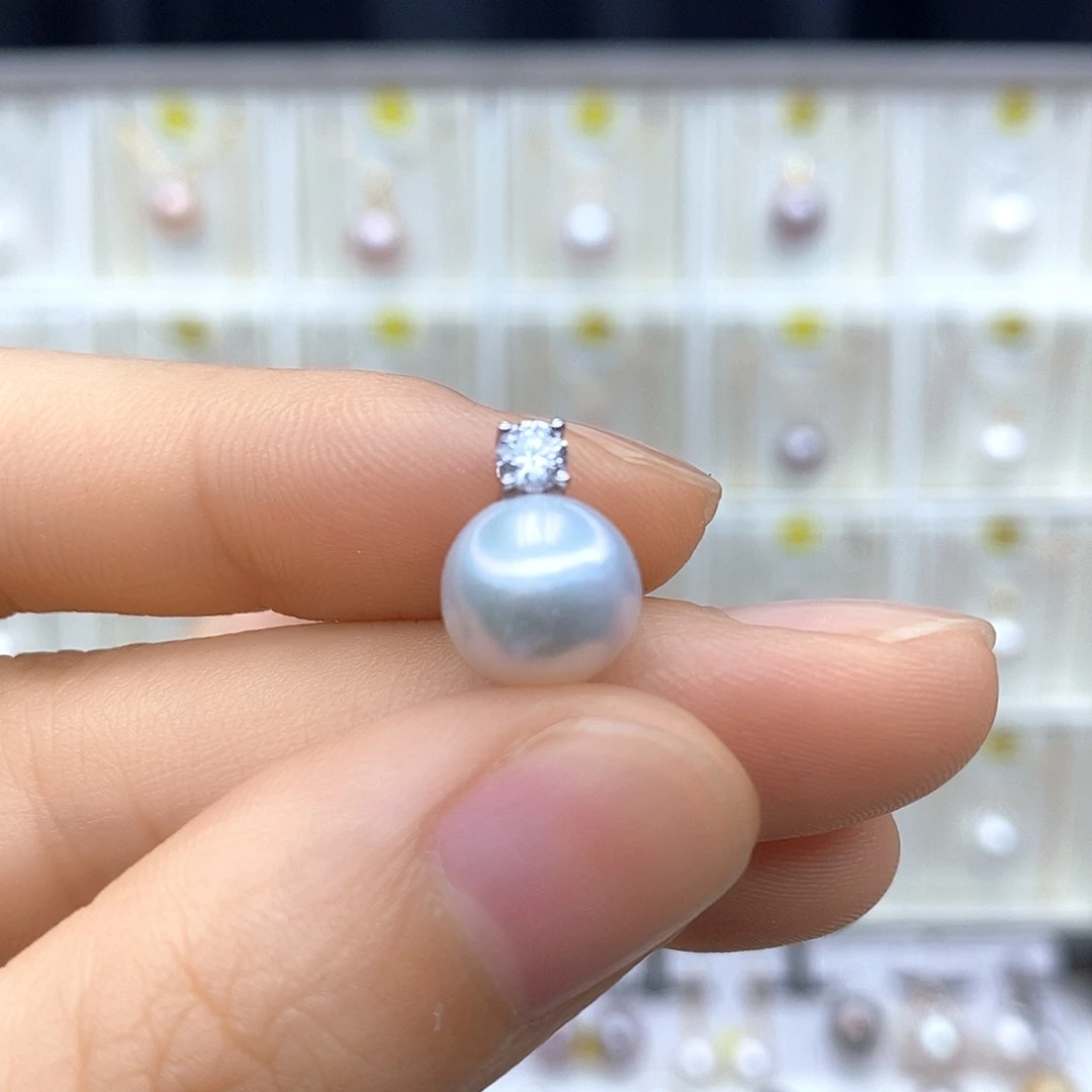 淡水珍珠银S925镶嵌颈饰