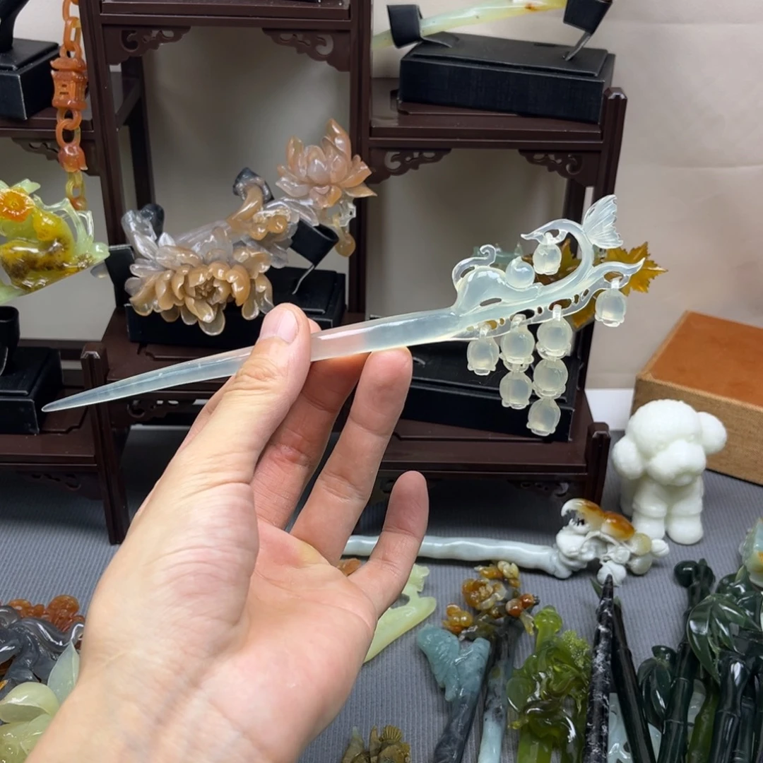 蛇纹石玉合金发饰