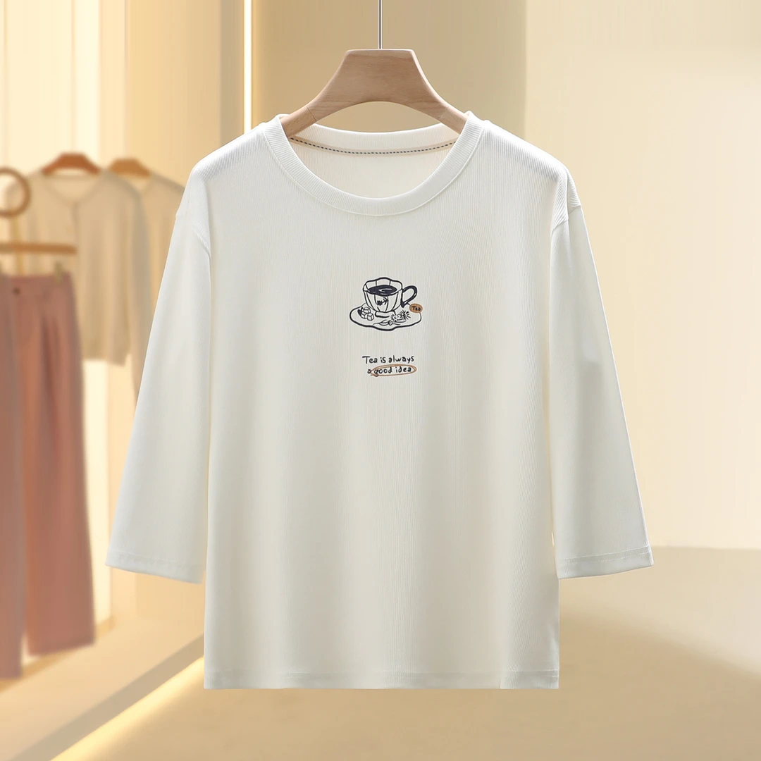 旗舰【C】韩系经典款洋气圆领百搭T恤2025秋季专柜撤柜品牌女装