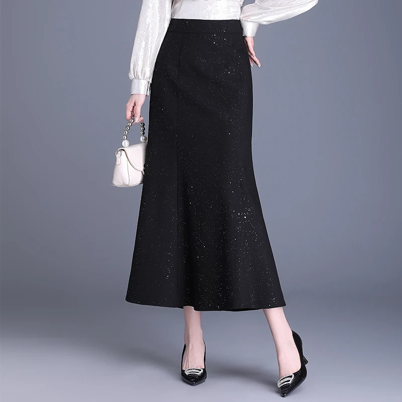 2025春秋新款半身裙垂感高级感包臀鱼尾裙女裙子西装气质时尚长裙