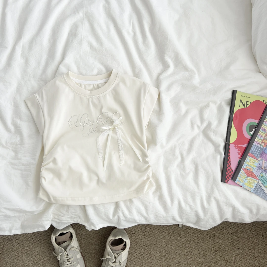 （现货）女童夏季甜美蝴蝶结短袖t恤薄款衣服薄款半袖LLYXW59188