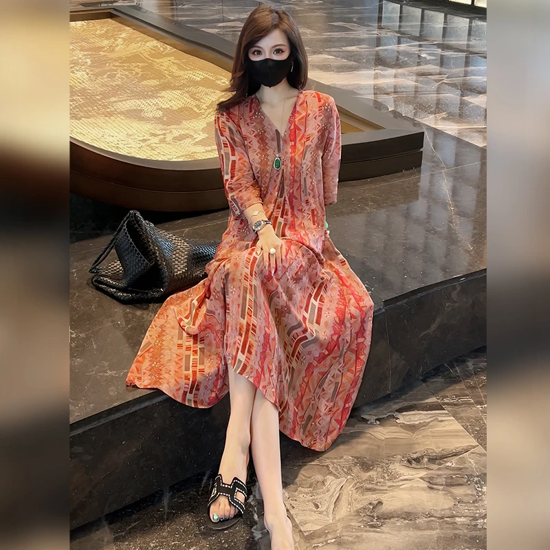 【Linda姐高端线】时尚轻奢高贵慵懒风法式连衣裙女夏AS5LYH1110