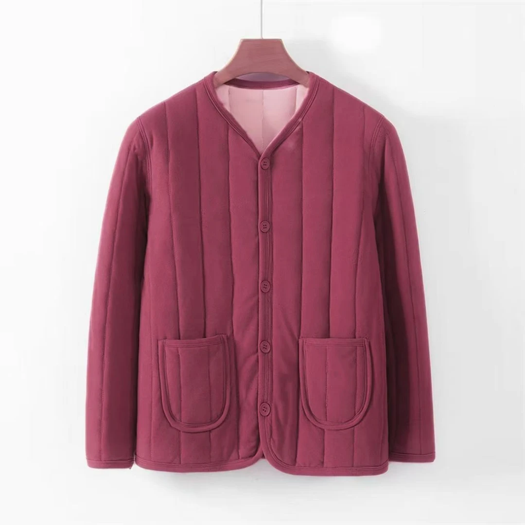 9138-（深红）棉袄小衫羊毛保暖棉袄