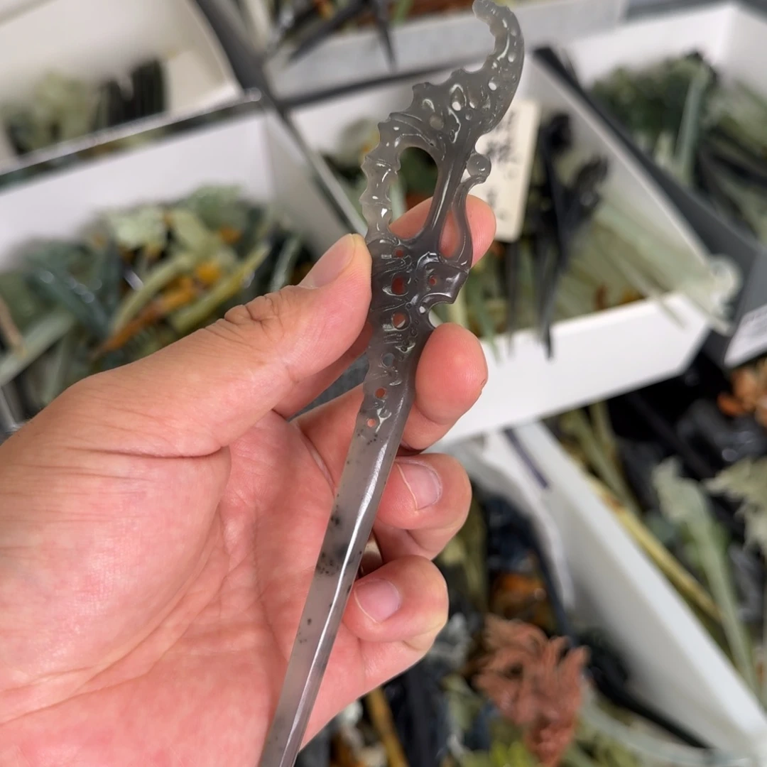 岫玉未镶嵌发饰明君玉簪就是好看