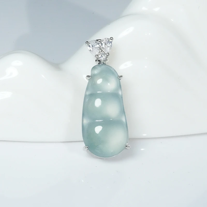 天然A货翡翠福豆吊坠轻奢精致百搭翡翠饰品-多样性发1