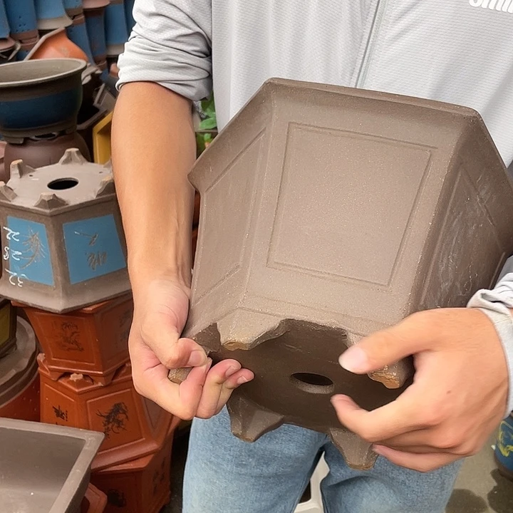 25素面六方花盆紫砂花盆紫砂花盆