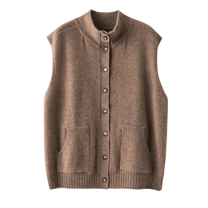 山羊绒时尚镂空无袖叠穿背心马甲女