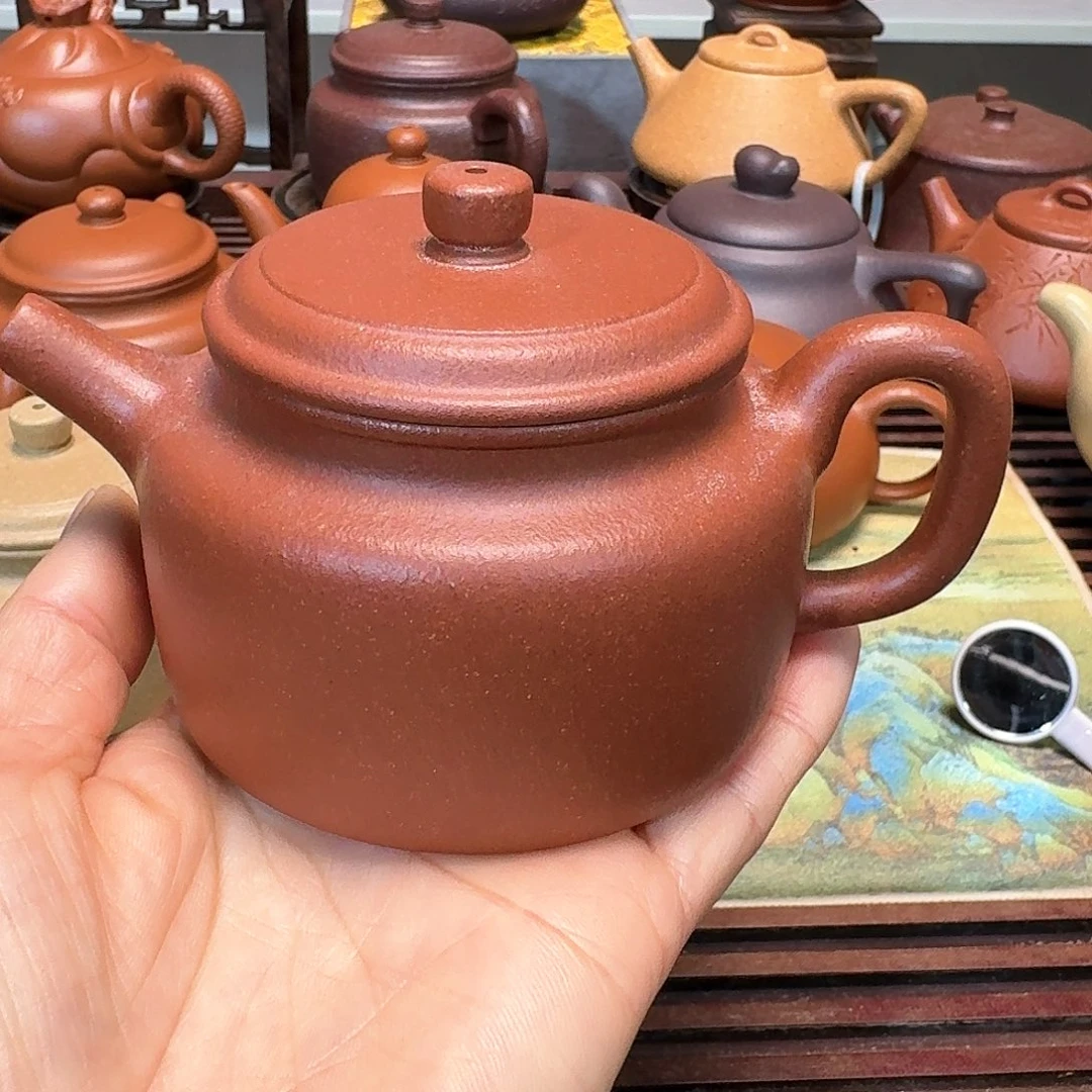 紫砂茶壶红降坡半手工
