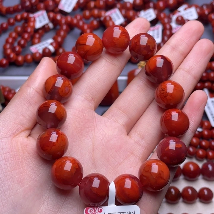 南红玛瑙未镶嵌其他（原矿）15mm高品瓦西火焰纹