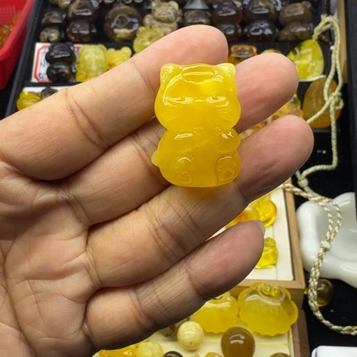 蜜蜡未镶嵌颈饰五角星猫咪