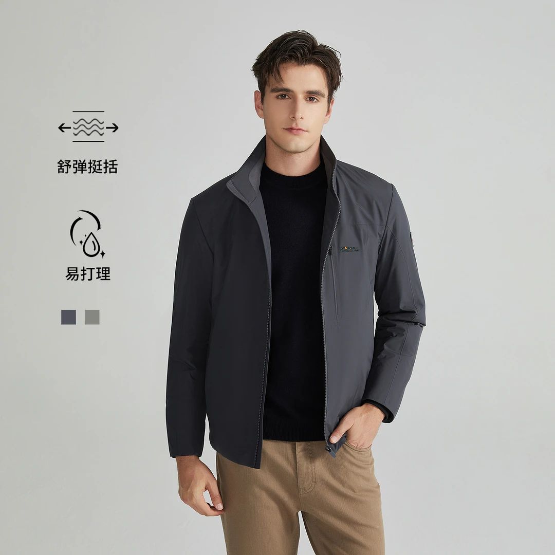 Satchi沙驰男士冬季新款棉服保暖舒适轻薄户外时尚休闲立领外套