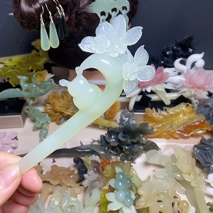 岫玉未镶嵌发簪发簪
