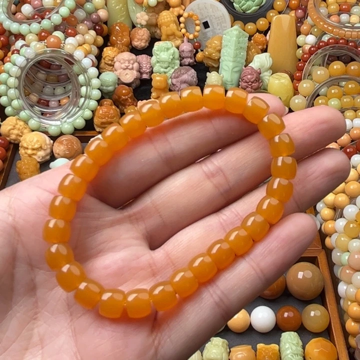 石英质玉（缅黄）未镶嵌珠宝半成品捡漏手串