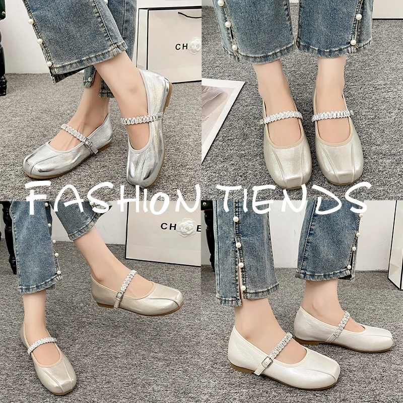 复古小香风法式圆头单鞋2025夏季舒适百搭浅口一字带软底玛丽珍鞋