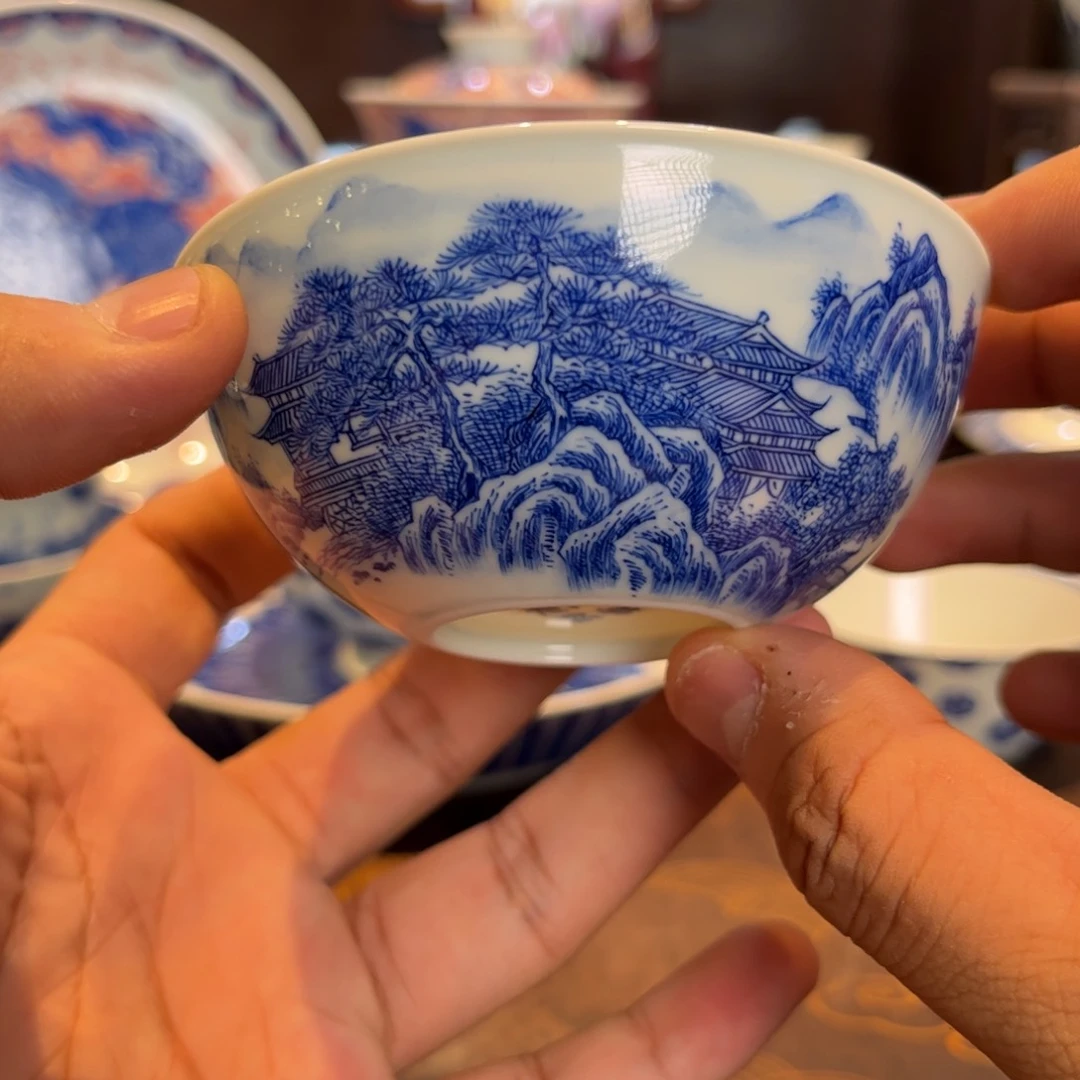 青花山水亭台楼阁