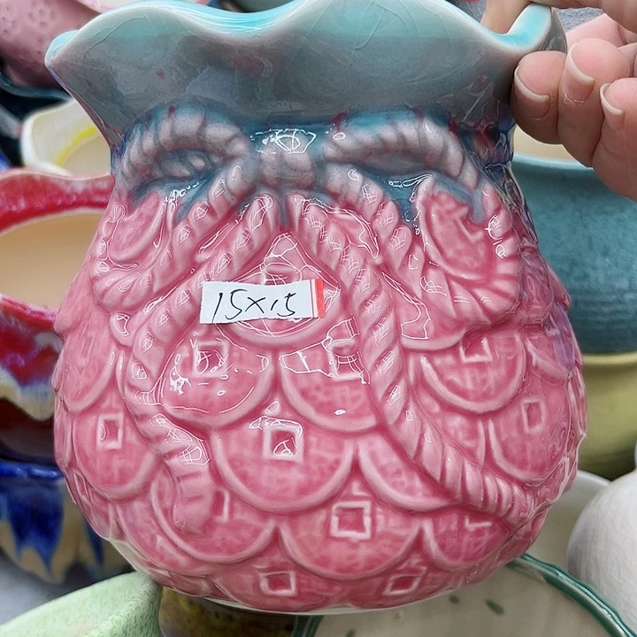 多肉绿植陶瓷花盆9.9包邮，有孔