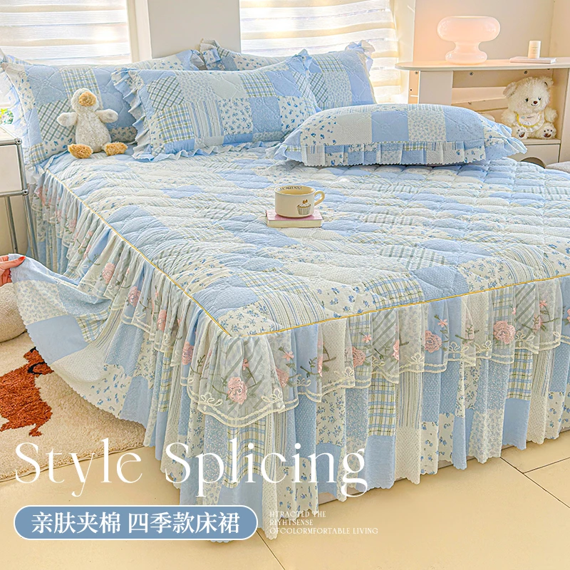2026年新款品牌夹棉床裙公主风韩式床围四季韩版防滑床罩遮丑加棉