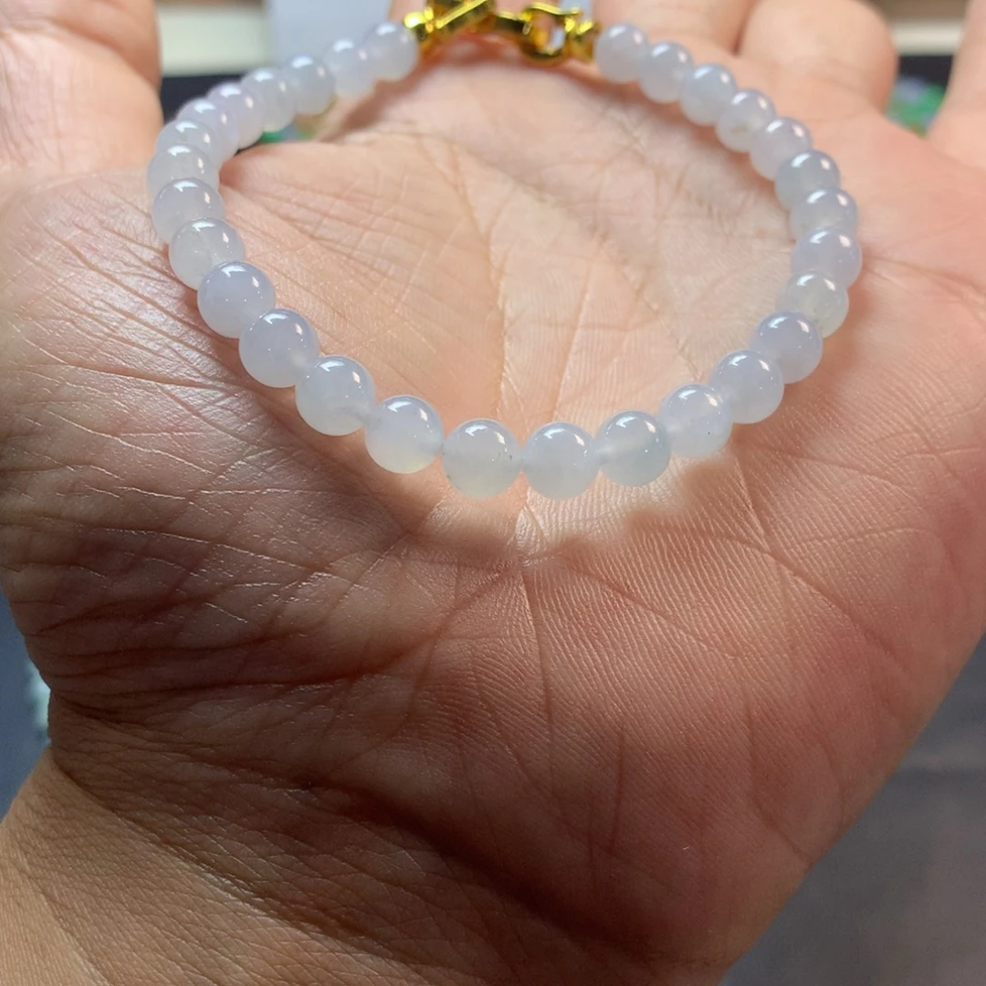 定制翡翠未镶嵌卡6.4白月光手串