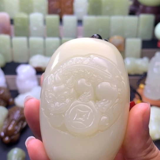 石材方解石手把件