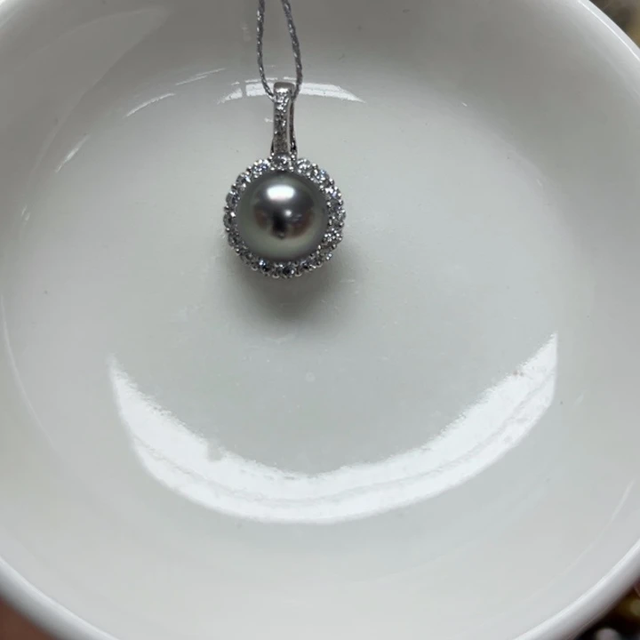 颈饰海水珍珠银S925镶嵌大溪地8-9mm43h
