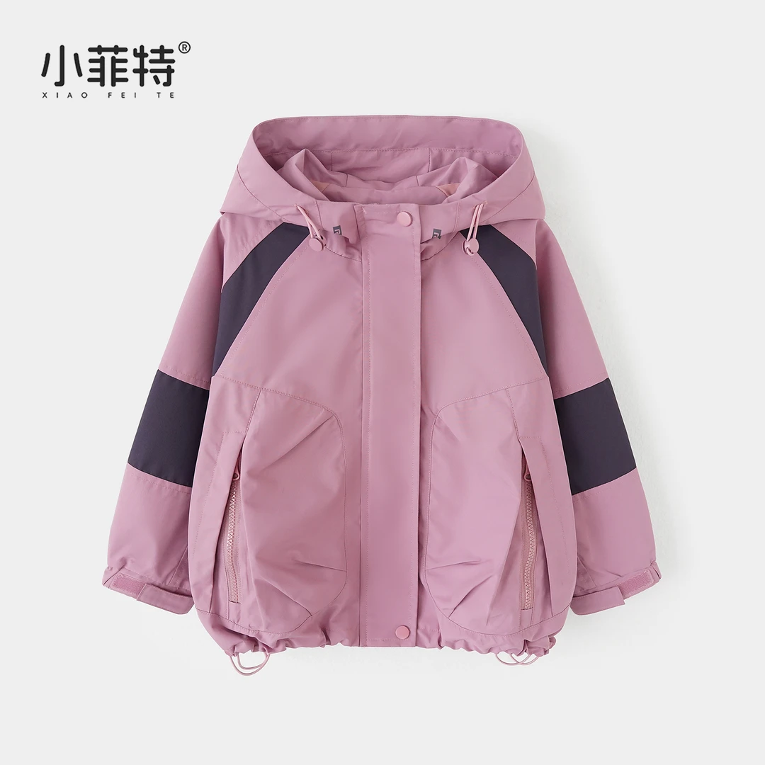 小菲特童装连帽外套女童秋季新款儿童洋气潮款冲锋衣BGYQ52331