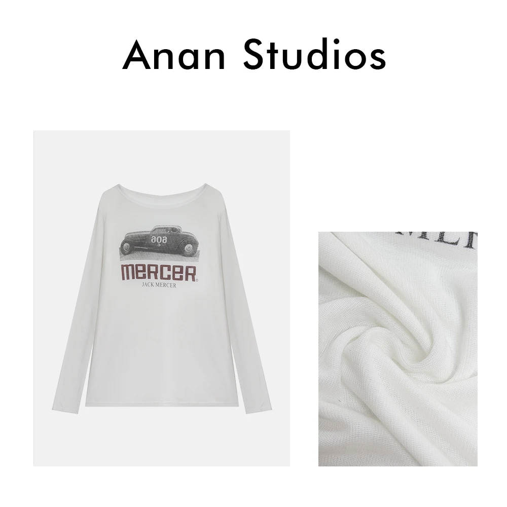 【面膜体感】新款美式印花斜领露肩宽松防晒上衣