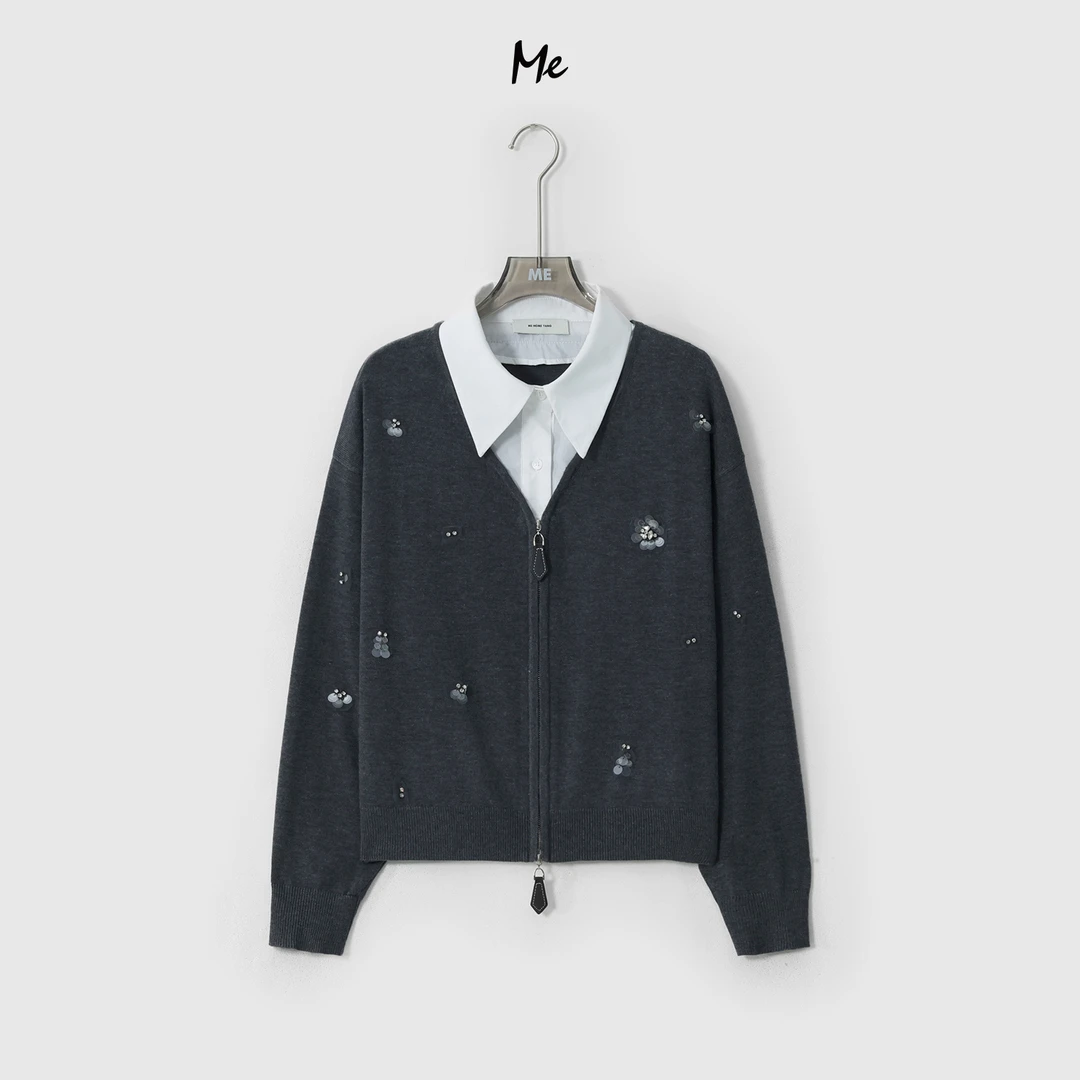 ME【优等校花】桑蚕丝绵羊毛混纺花式纱奢牌感显瘦百搭毛衣MESA1505