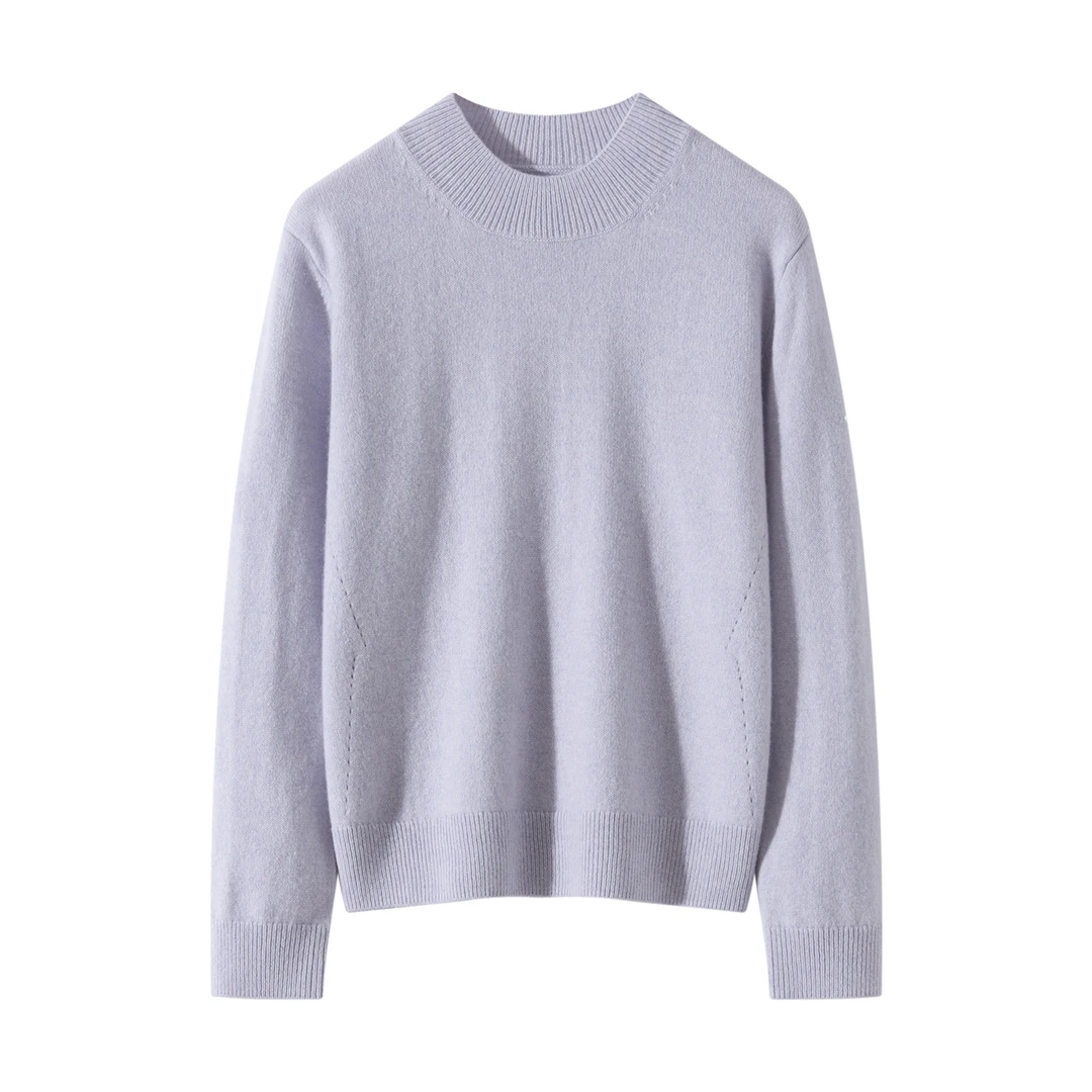 【小水专属】超美花纱9针加厚花纱半高领100纯山羊绒套头打底衫女