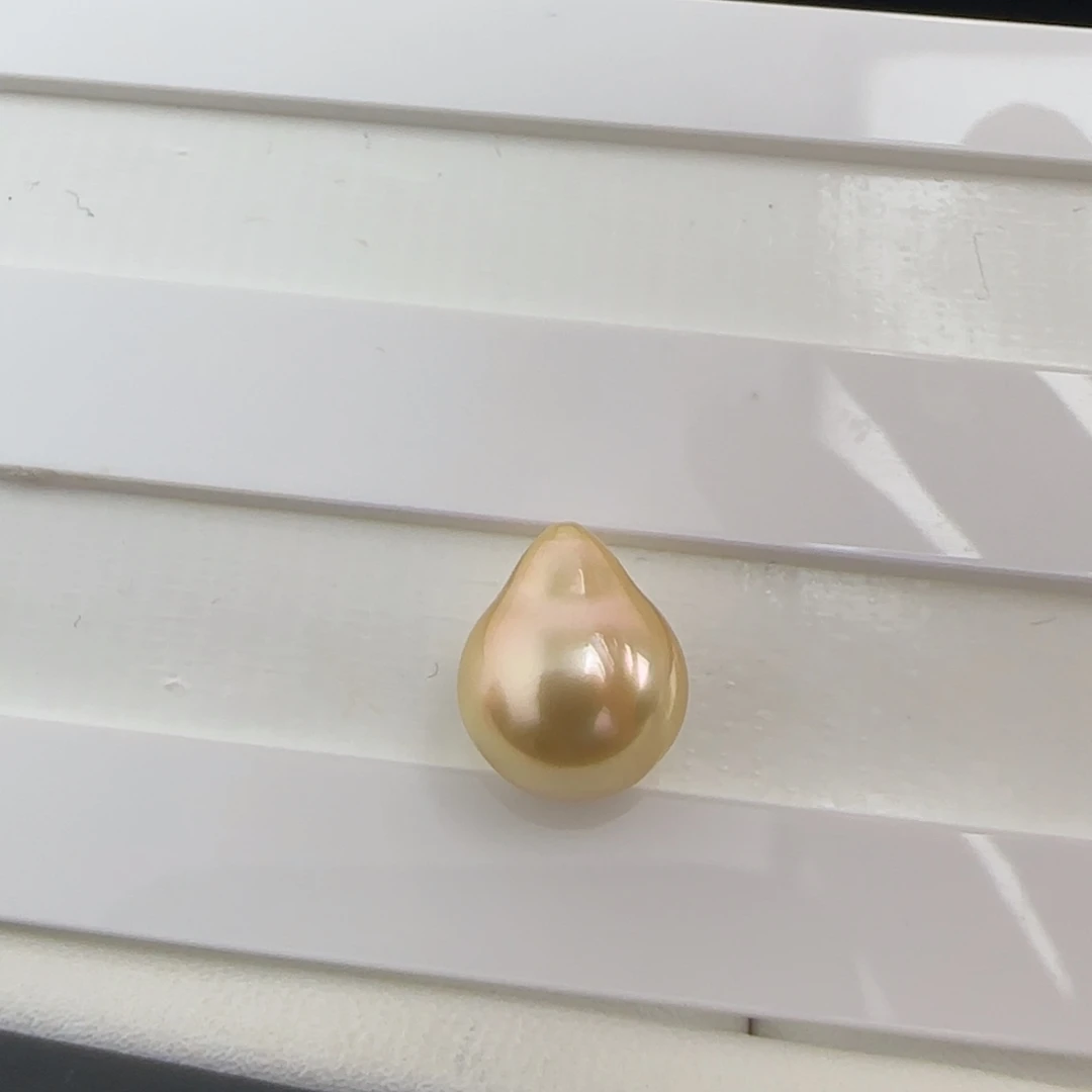 海水珍珠裸珠天然南洋金珠海水水滴裸珠11-12