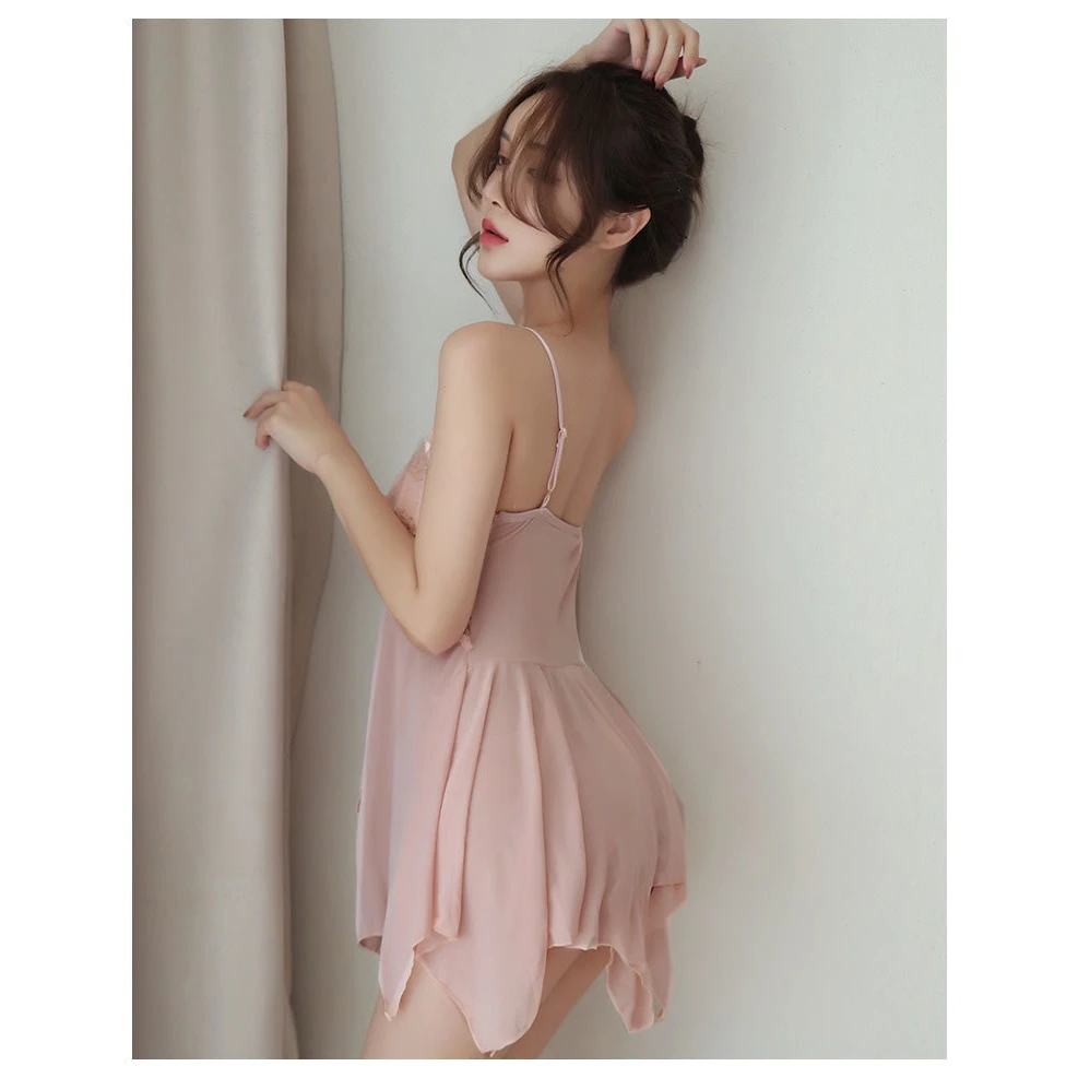 网红同款趣味小家仙女薄款睡衣纯色学姐情调内衣居家睡裙露背性感