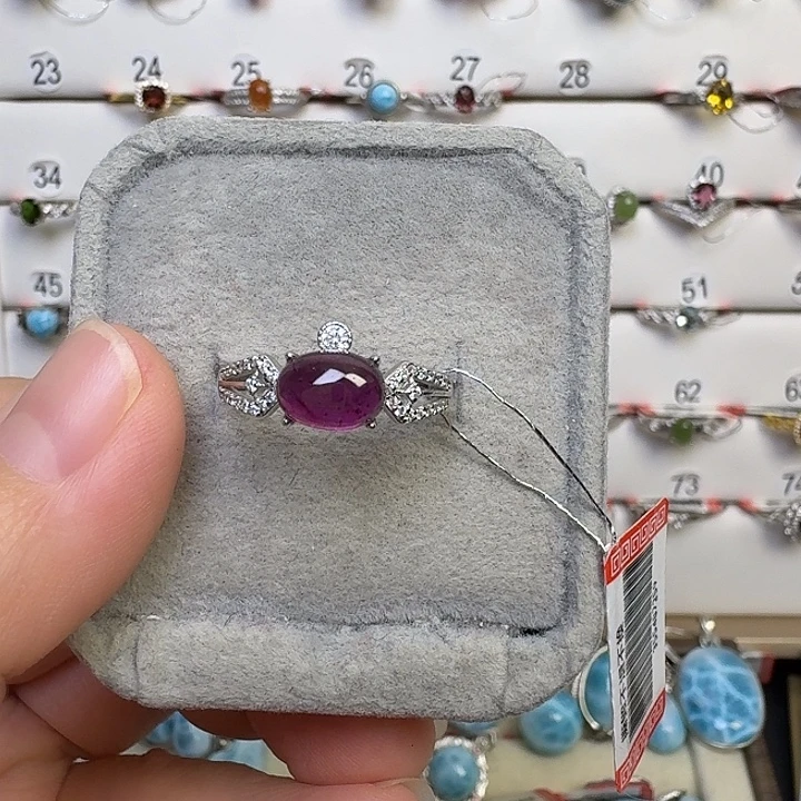 石榴石银S925镶嵌戒指