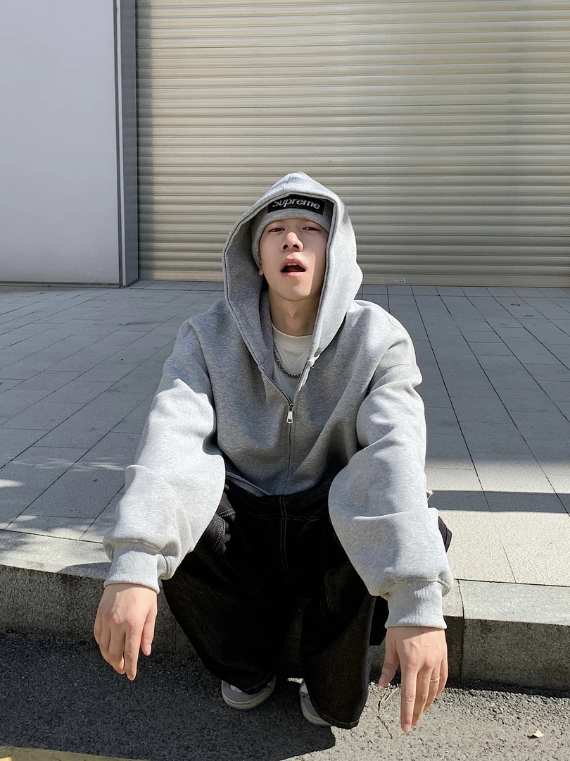 秋季新款420g重磅拉链开衫卫衣季连帽男女百搭休闲外套KS001