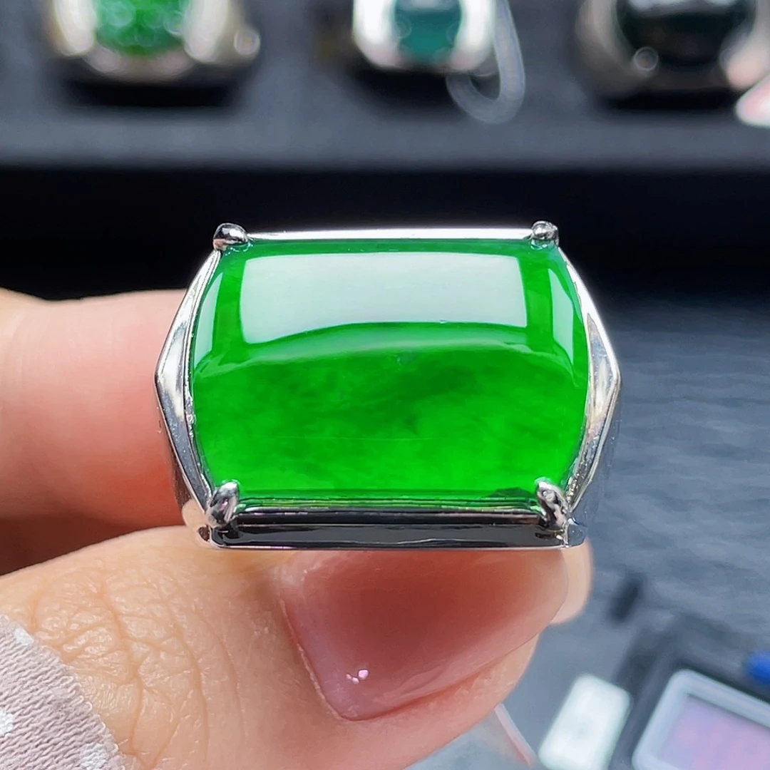 翡翠戒指银S925镶嵌天然a货翡翠没运费险3224