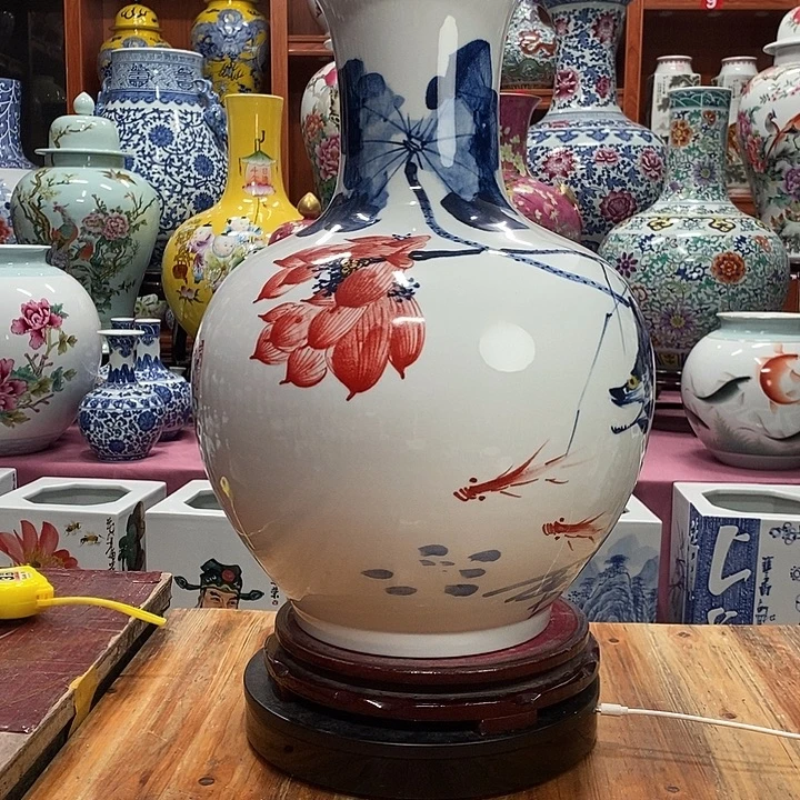 风***程景德镇陶瓷手工手绘花瓶摆件