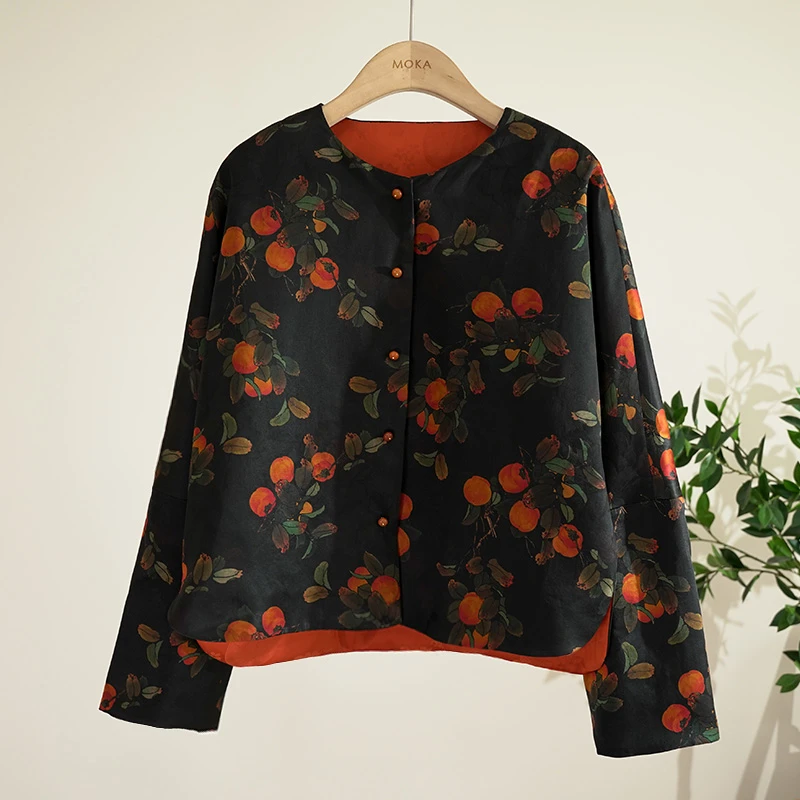 柿柿如意双面双穿桑蚕丝香云纱女士外套（241930）2810