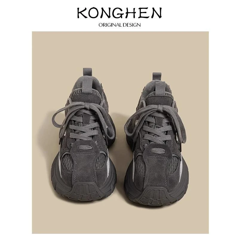 【DR专柜正品】明星同款！厚底老爹鞋女2025春季新款复古灰白色小众