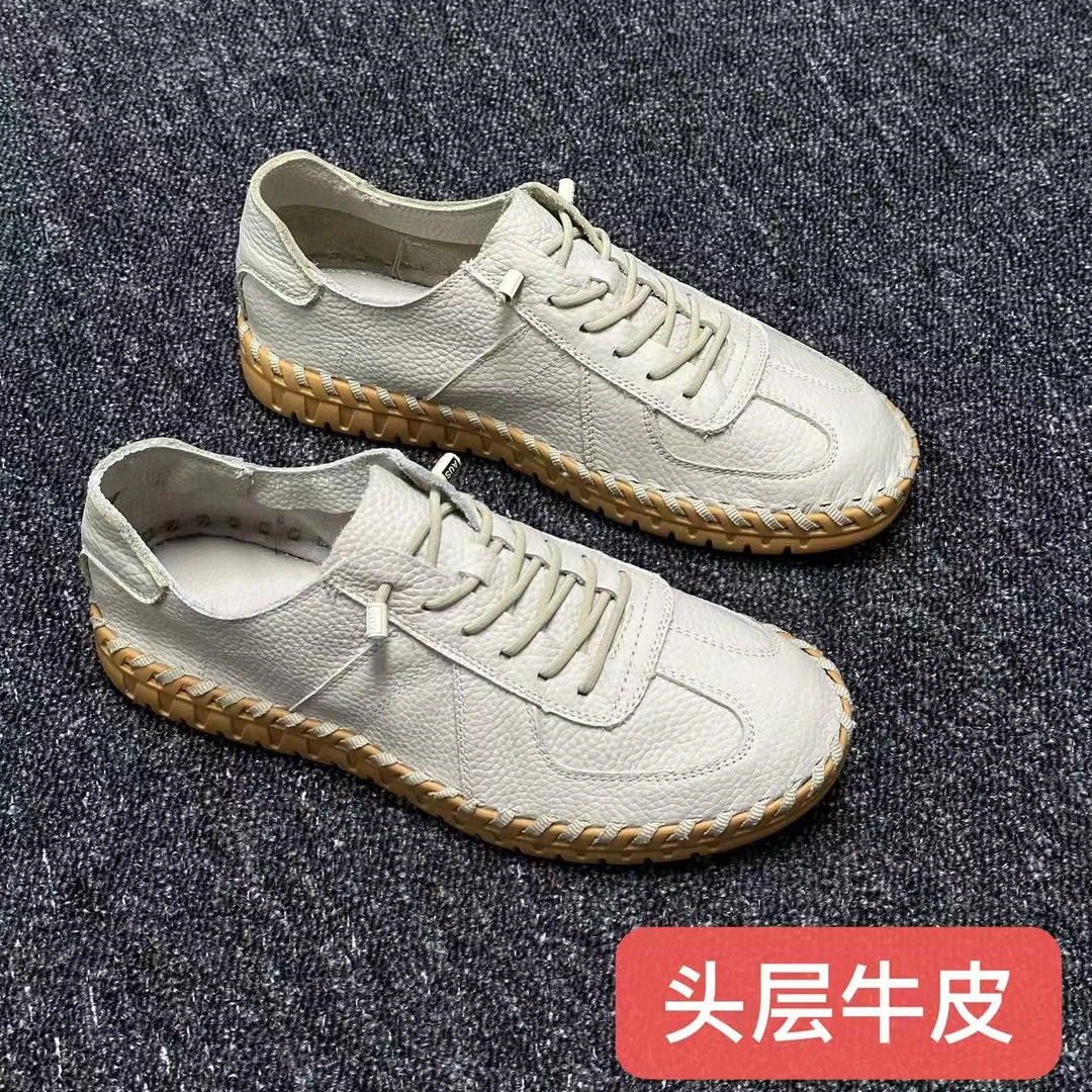 头层牛皮休闲皮鞋软底软面男士运动小白鞋板鞋潮鞋手工鞋男鞋