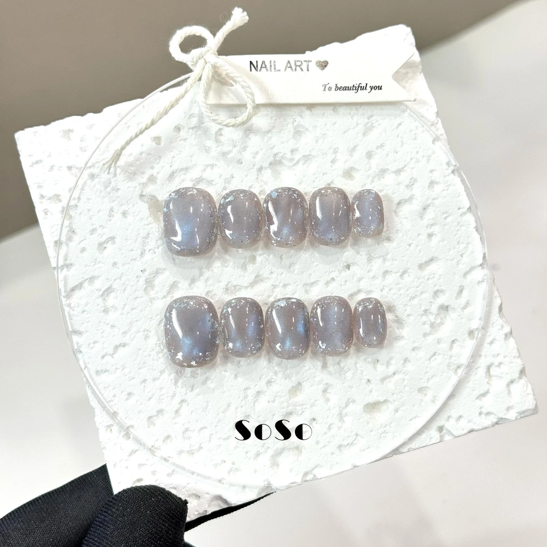 Nice SoSo【蓝月光】 纯手工穿戴甲纯欲猫眼气质极光细闪爆闪清冷