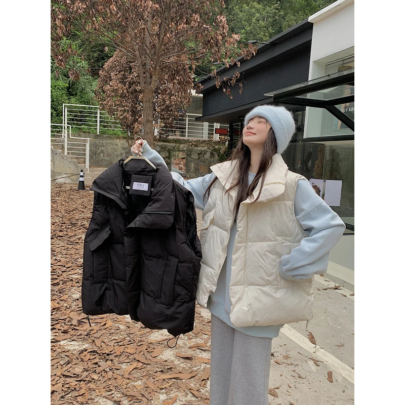 6892胖mm秋冬新款韩版宽松显瘦百搭保暖马夹背心坎肩外穿