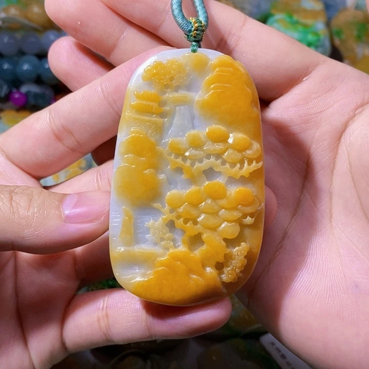 未镶嵌定制翡翠翡翠山水牌