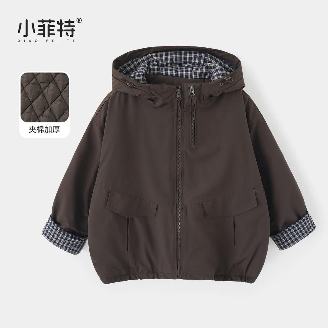 小菲特女童冬连帽加厚外套中大童休闲上衣儿童保暖派克YNYD56335