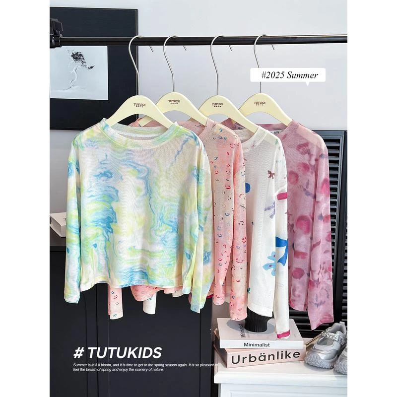 女童防晒衣2025夏装新款儿童防晒衫卡通童装T恤衫中大童薄款长袖