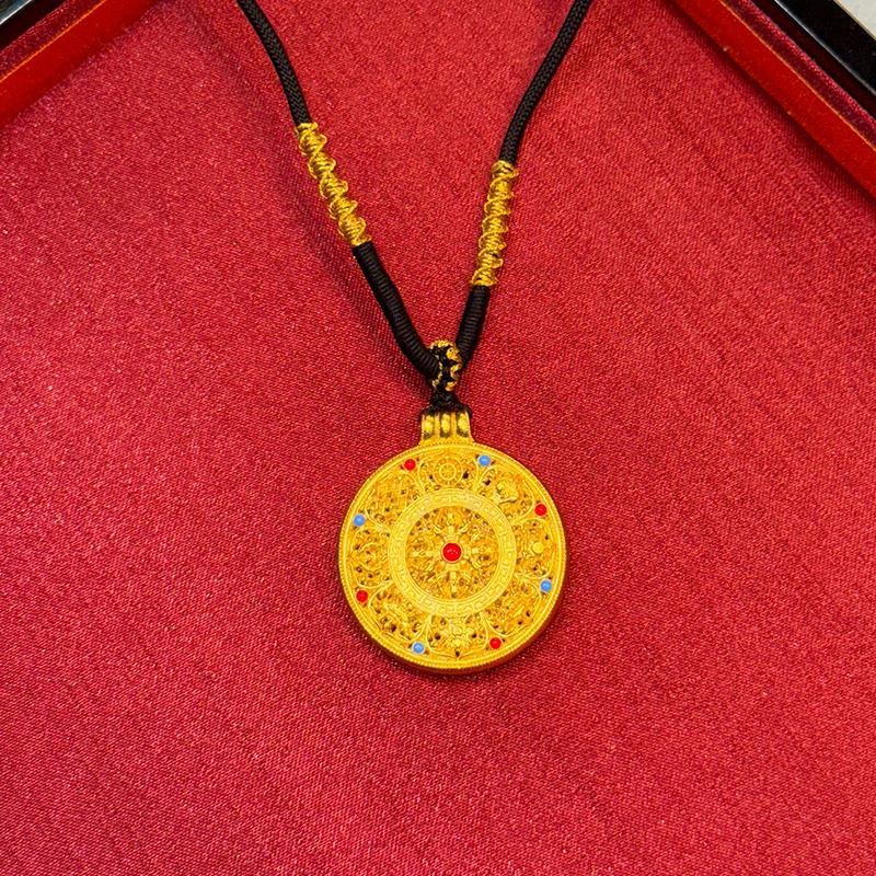 吊坠足银 足银八方来财罗盘吊坠轻奢时尚挂坠